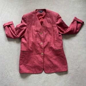 Country Shop vintage mauve linen country estate work blazer.